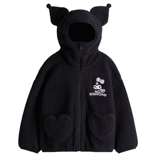 【三丽鸥系列】HM童装女童外套库洛米全拉链泰迪绒连帽衫1308760