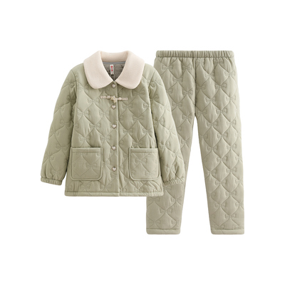 芬腾女士睡衣三层加厚夹棉家居服