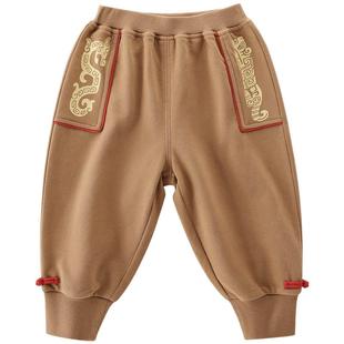 男童卫衣裤女童秋装长裤龙宝宝休闲裤小童春秋束脚裤国风儿童裤子