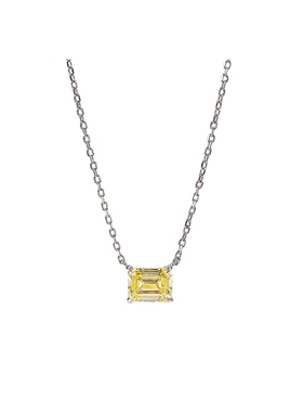 纯银女6*8mm方钻黄钻项链锁骨链