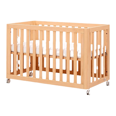 BooriKids实木婴儿床带静音滚轮
