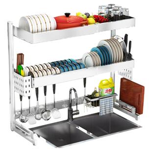伸缩304不锈钢厨房水槽置物架放碗架碗筷沥水架洗碗池碗碟收纳架