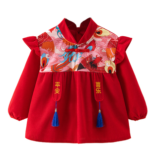 宝宝罩衣秋冬婴儿外穿倒褂儿童护衣女童拜年服防水反穿衣公主吃饭