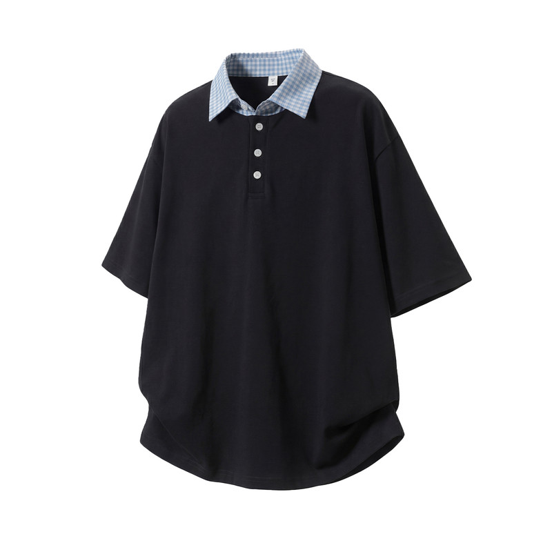 STA夏季假两件格子POLO衫男