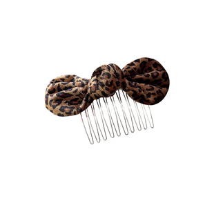 豹纹蝴蝶结发卡倒插梳女2025新款高级感碎发整理神器公主头刘海夹