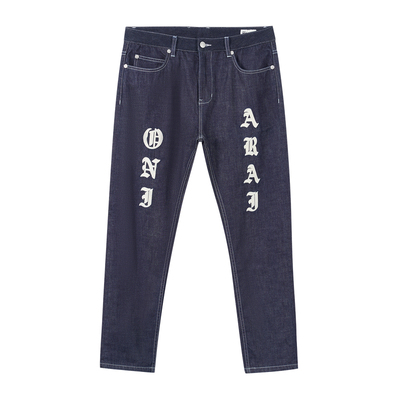 ONIARAI/鬼洗26秋季鬼洗赛车复古盘线绣哥特字母牛仔裤男 26B7401