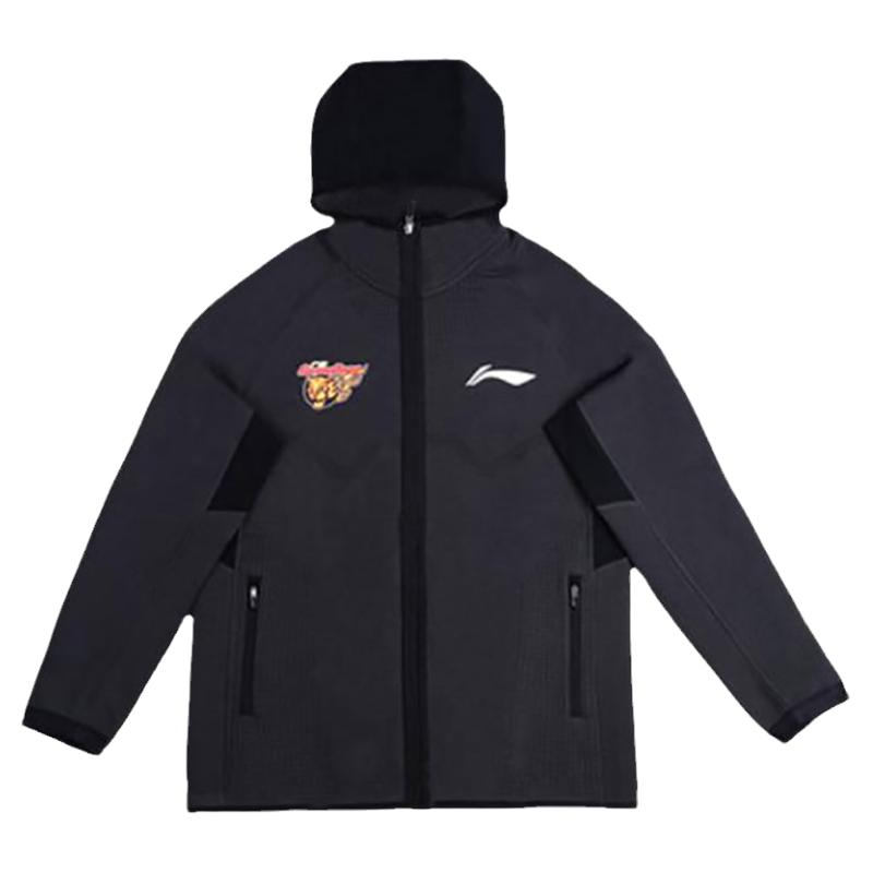 李宁正品CBA系列广东队男子户外运动保暖拉链连帽夹克外套AWDTD39