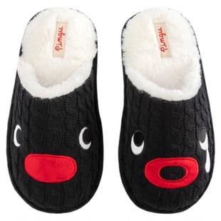 tbh野兽派家居Pingu合作系列针织绞花男女拖鞋室内居家保暖鞋子冬