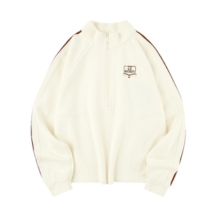 商场同款乔丹远红外保暖卫衣女士春季新款加绒半拉链百搭套头衫