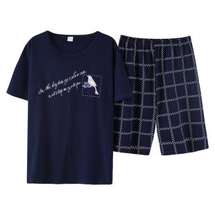 2024新款男士睡衣薄款纯棉短袖短裤全棉大码青少年男生家居服套装