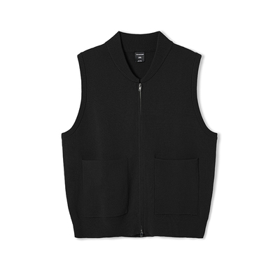 韦恩泽维尔宽松棒球领马甲毛衣