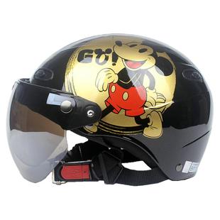 台湾EVO复古金米奇黑电动摩托车头盔安全帽3c认证防晒紫外线夏季