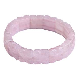 天然马粉色桃花粉晶幸运花手排马达加斯加粉水晶手环女款饰品