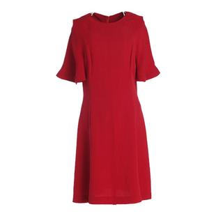 乔万尼商场夏季新款桑蚕丝赫本风小红裙简约修身真丝连衣裙中长款