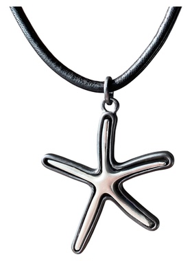 黑色皮绳金属海星吊坠项链