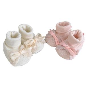 新生婴儿鞋袜0-1岁3-6月女宝宝蕾丝蝴蝶结公主防滑学步地板袜鞋