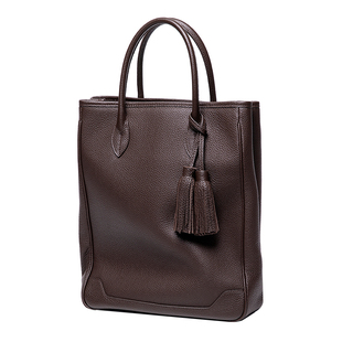 FENG皮匠 手提包手工头层牛皮流苏tote包男士绅士真皮休闲托特包