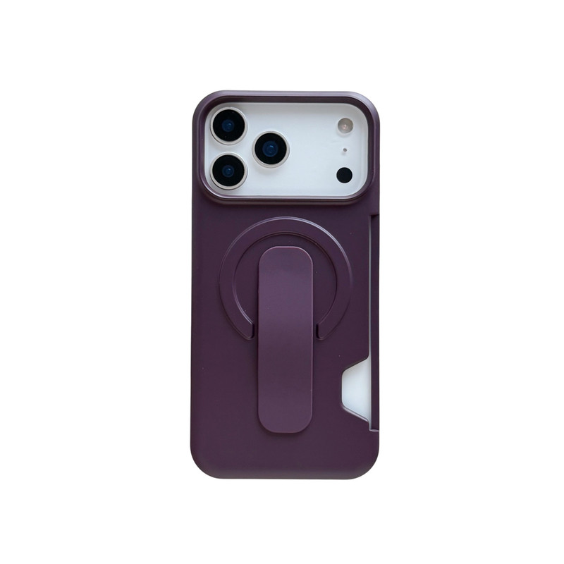 磁吸带支架苹果17promax手机壳卡包一体适用iphone16pro自带折叠隐形支架15可放卡装卡背卡14无线充电13灰色