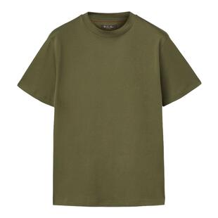 Loro Piana/诺悠翩雅男装棉质平纹针织绿色短袖T恤