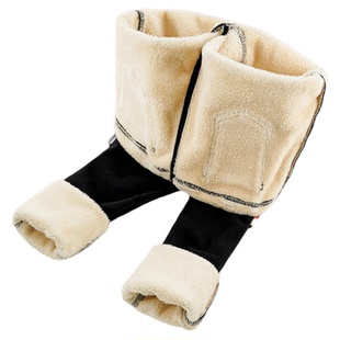 加绒加厚打底裤女秋冬外穿2025新款羊羔绒保暖裤小脚黑裤子女冬季