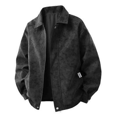 马克华菲美式复古翻领皮衣男款