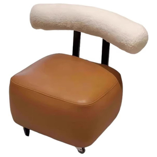 万向轮小凳子靠背家用滑轮移动小椅子客厅沙发轻奢高级感带轮矮凳