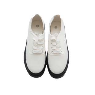 White Vulcanized shoes久留米冈山硫化鞋低帮帆布鞋黑底小百鞋
