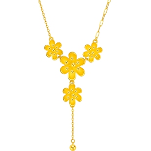 潮宏基花韵花团锦簇黄金项链颈饰足金套链婚嫁女三金婚庆订婚计价