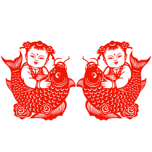 福娃窗花福字剪纸年年有余静电贴纸吉祥童子玻璃门贴2026新年春节