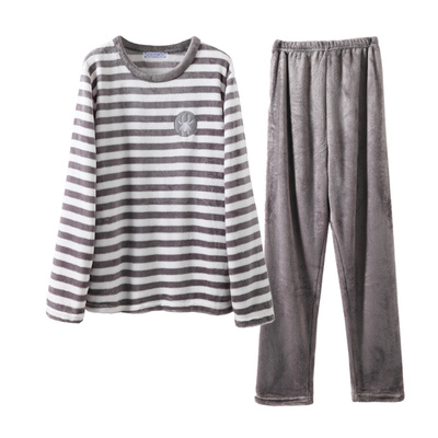 男士加绒加厚冬款套装睡衣