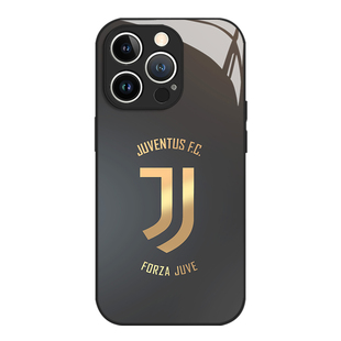 曼联黑金队徽手机壳适用苹果16玻璃iphone15promax皇马14plus米兰13mini足球12新款11周边x男生8套17/xs/7/xr
