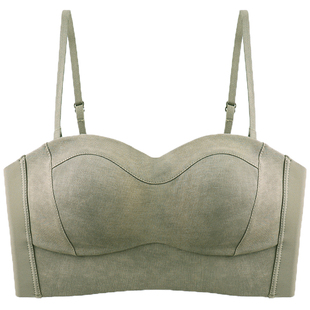 细肩带内衣女款小胸聚拢显大收副乳防下垂无钢圈无痕抹胸式文胸罩