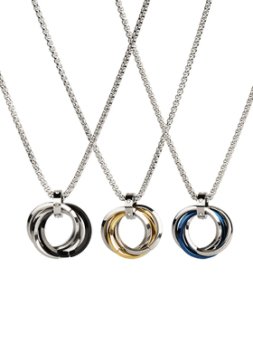 钛钢个性百搭三环吊坠个性项链