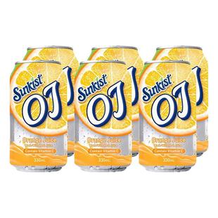 香港版新奇士oj橙汁330mL葡萄柚汁橙味汽水网红饮料杂锦6罐进口