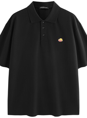 太平鸟男装 黑色polo衫男2026年夏季新款宽松潮流翻领短袖t恤男