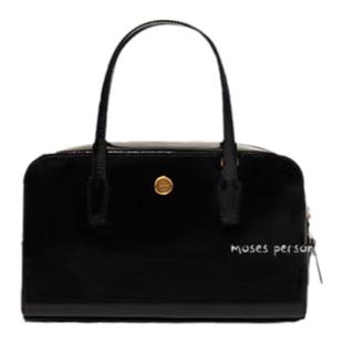 摩西奶奶 牛皮保龄球包 手提斜挎通勤包 贝果复古风包包 2025新款