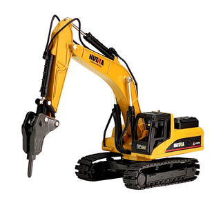 合金破碎机玩具车碎石钻孔破壁车钻土打桩工程车挖机打洞凿岩模型