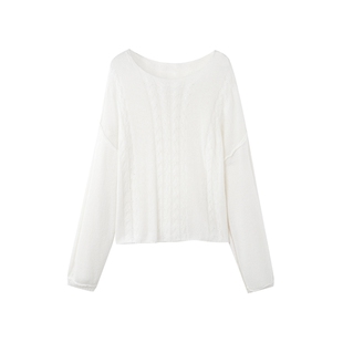 TKY SHOP圆领绞花宽松毛衣女春秋新款慵懒风气质针织衫软糯上衣