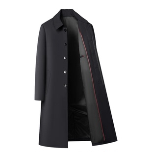 商务行政男装大衣中长款翻领纯色2025新款商务休闲高级感风衣外套