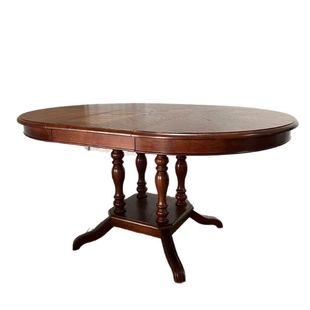 秋林木语2025新款法式复古可伸缩圆桌胡桃色实木中古风折叠圆餐桌