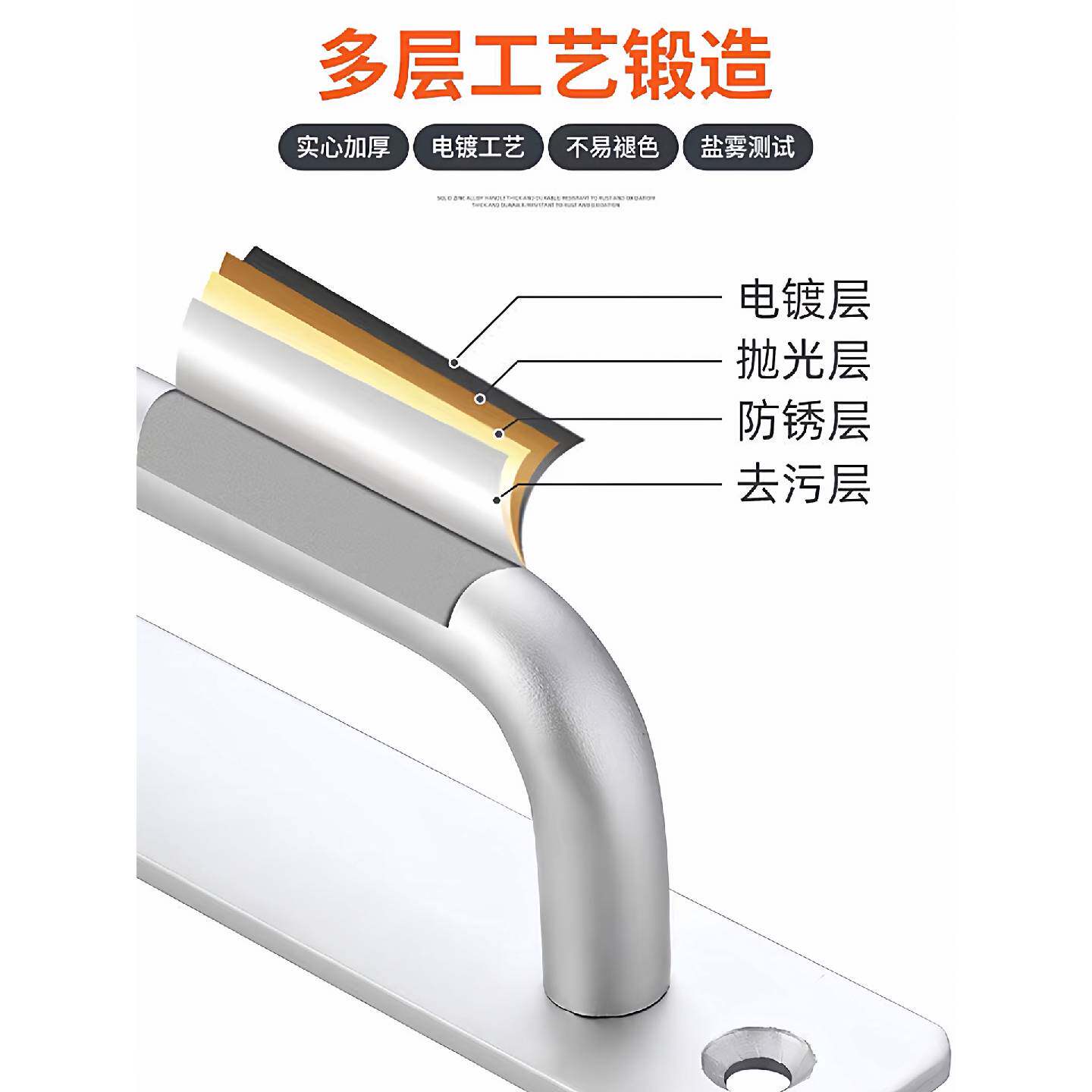 A铝合金门把手手柄免打孔玻璃门防盗门室内门窗推拉门明装大门拉