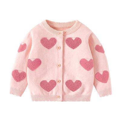 女童毛衣婴儿针织开衫秋冬季冬装新款洋气女宝宝加绒外套儿童上衣