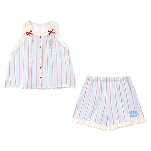 Gukoo/果壳情侣睡衣女款2026新款夏季迪士尼全棉双层纱男家居服B