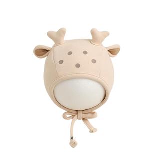 婴儿帽子春秋季新生宝宝系绳护耳包头帽可爱超萌婴幼儿儿童套头帽