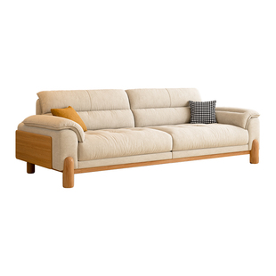 现代简约佛山新款日式原木风布艺沙发北欧奶油客厅白蜡木实木沙发