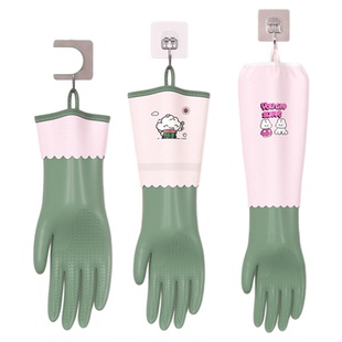 加绒洗碗手套女秋冬季做家务耐用型清洁洗衣服防逆水加厚保暖长袖