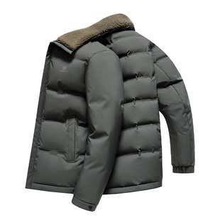 鸭鸭爸爸冬装羊毛领羽绒服男2025新款中老年男士加厚短款外套HG