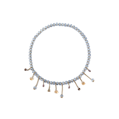 卡洛美冰晶冷萃项链女2025夏季新款气质串珠锁骨链小众设计感颈链