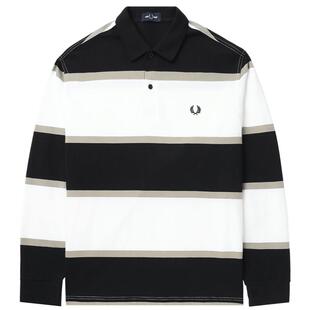 FRED PERRY男士POLO衫夏季新款休闲撞色条纹长袖麦穗刺绣M7713