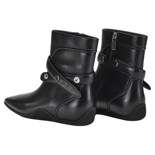 millies妙丽高级感时装靴女冬季新款加绒尖头气质真皮短筒靴皮靴